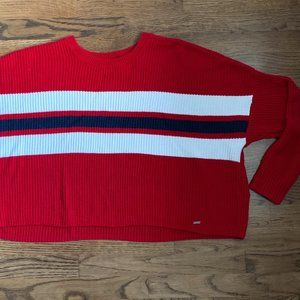 Hollister Women's Red White Striped Boxy Sweater Size Medium